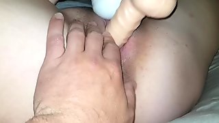 Fucking my wand and dildo while my bf rubs my pussy to orgasm