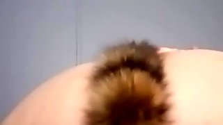 Riding my dildo with my fox tail butt plug in