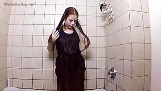 Oh Fuck Me - Masturbating In The Shower In A Long Gown